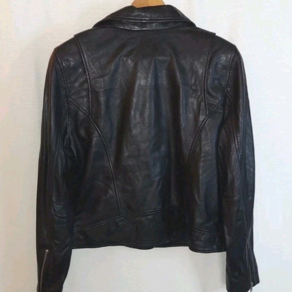 American Leather Co. Sz 16 Soft Leather Moto Jacket Black QVC Retail $319 - Picture 4 of 15